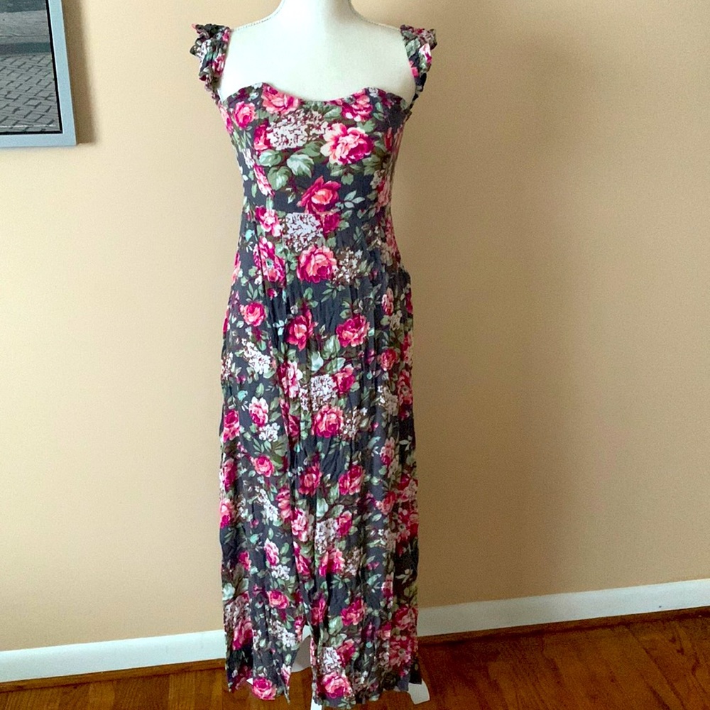 Gorgeous grey with flower print dress